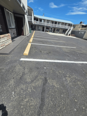 parking lot line striping at AA Appliance Store in Port Angeles, WA, (2)
