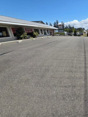 parking lot line striping at AA Appliance Store in Port Angeles, WA,