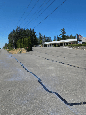 parking lot line striping at AA Appliance Store in Port Angeles, WA, (2)