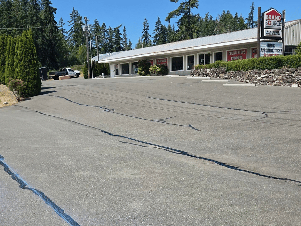 parking lot line striping at AA Appliance Store in Port Angeles, WA, (2)